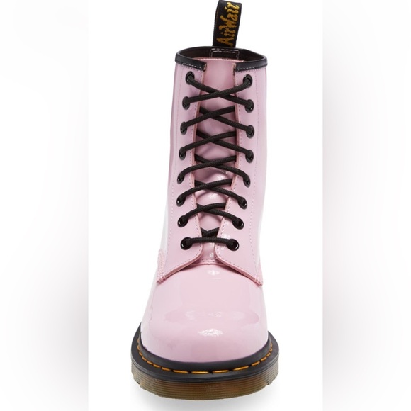 Dr Martens Lace Up Boots 1460 Pale Pink LUCIDO+PATENT LAMPER LEATHER SZ 10 - Picture 7 of 15